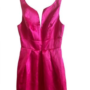 Alfred Sung Woman’s‎ Size 10 Vibrant Pink Fit & Flare Satin Party Dress Wedding